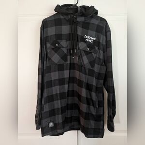 Men's Sketchy Tank Lurking Class Plaid Hoodie Shirt Size Large